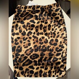 Windsor Leopard Print Satin Pencil Skirt - Brown/Black